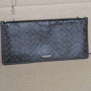 Coach Signature Logo Clutch Pencil Pouch Brown .